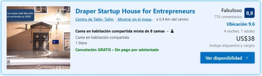 Draper startup House hostels Tallin